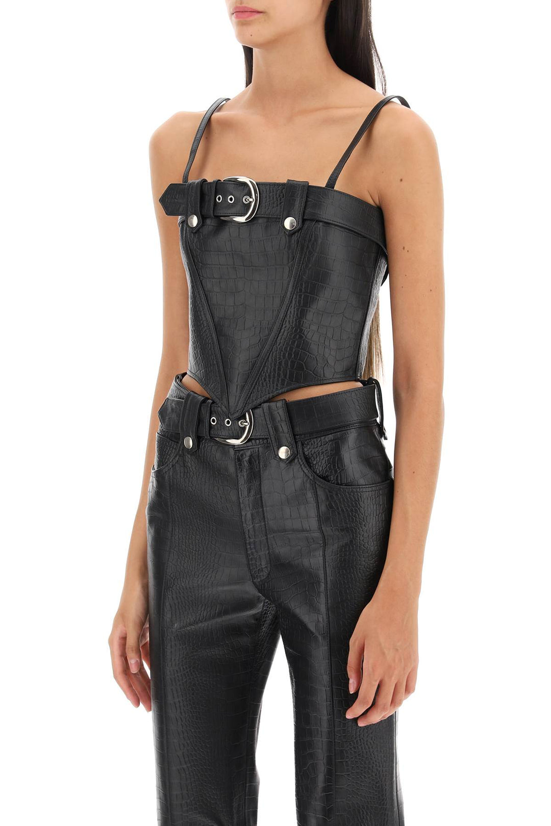 Croco Print Leather Bustier Top - Alessandra Rich - Women