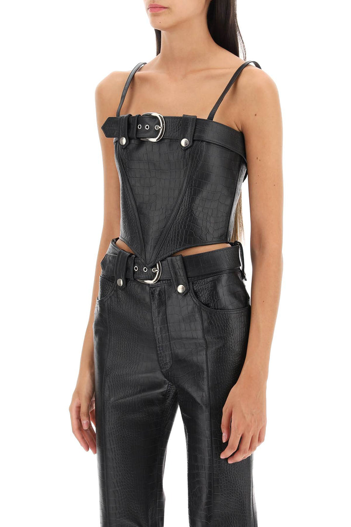 Croco Print Leather Bustier Top - Alessandra Rich - Women