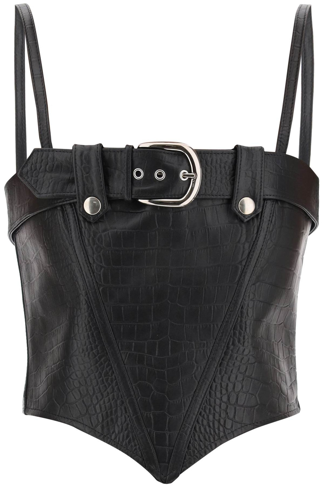 Croco Print Leather Bustier Top - Alessandra Rich - Women