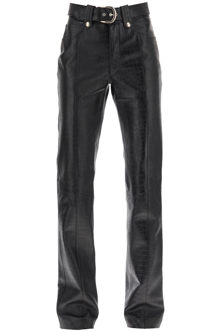 Straight Cut Pants In Crocodile Print Leather - Alessandra Rich - Women