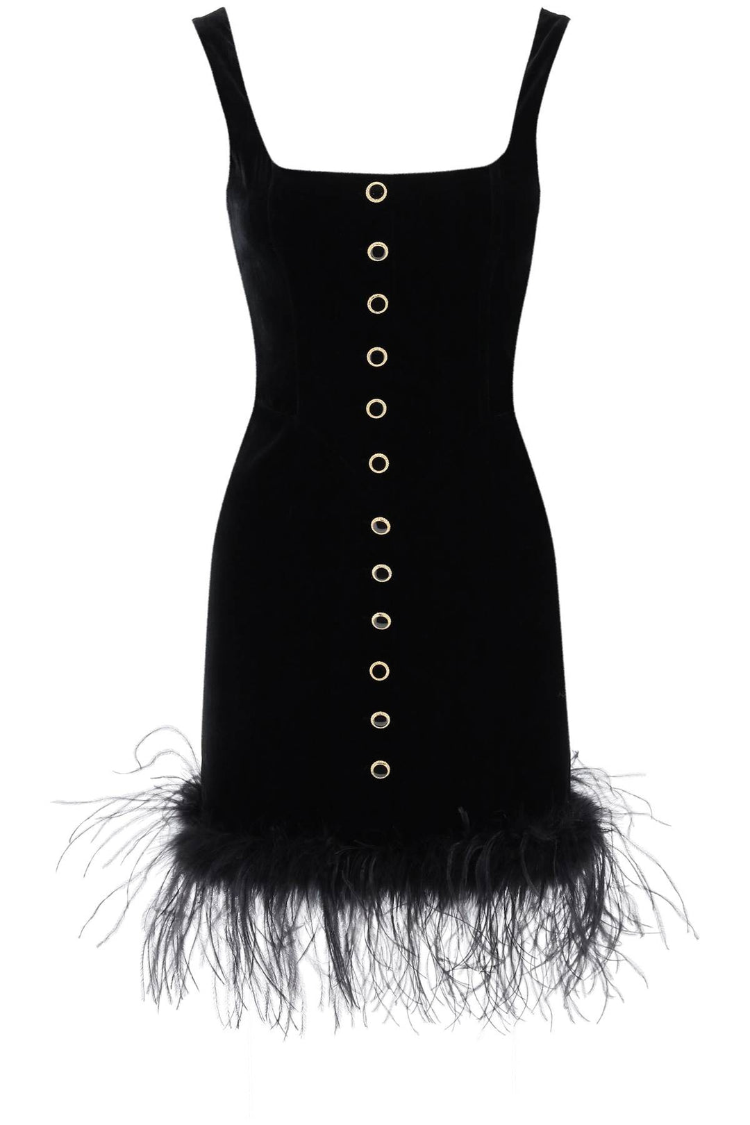 Velvet Mini Dress With Ostrich Feathers - Alessandra Rich - Women