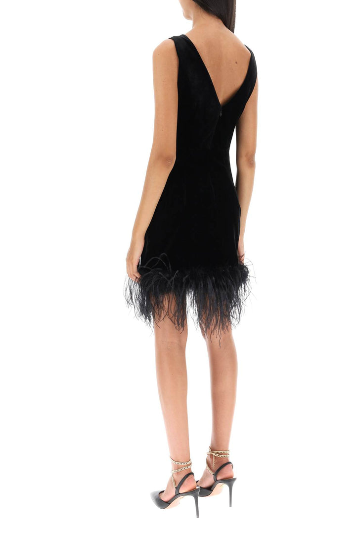 Velvet Mini Dress With Ostrich Feathers - Alessandra Rich - Women