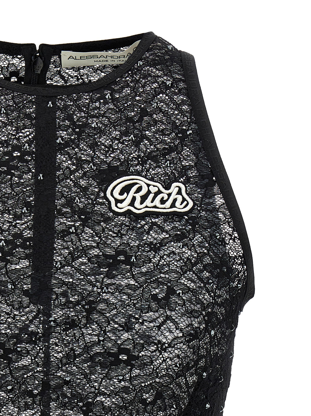 Alessandra Rich Rhinestone Lace Top Tops - Black | ed5251609ddde1dfb5187c9817c3658bdf9f86f8