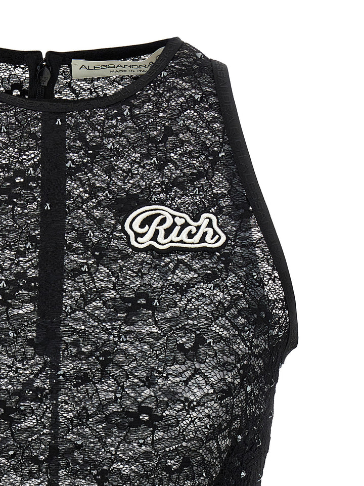 Alessandra Rich Rhinestone Lace Top Tops - Black | ed5251609ddde1dfb5187c9817c3658bdf9f86f8