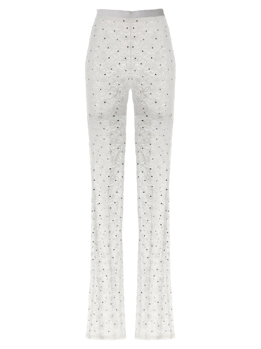 Rhinestone Lace Leggings White