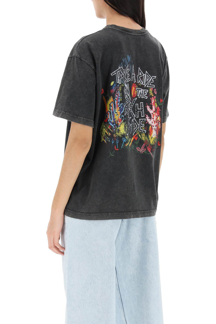 Oversized T Shirt With Print And Rhinestones - Alessandra Rich - Women