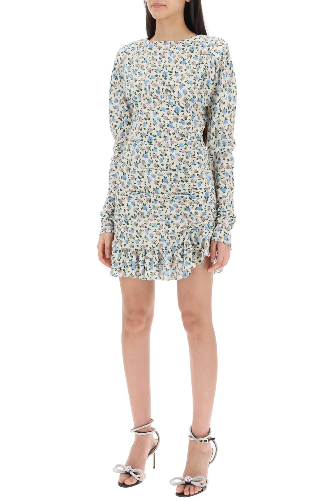 Draped Mini Dress With Floral Pattern - Alessandra Rich - Women