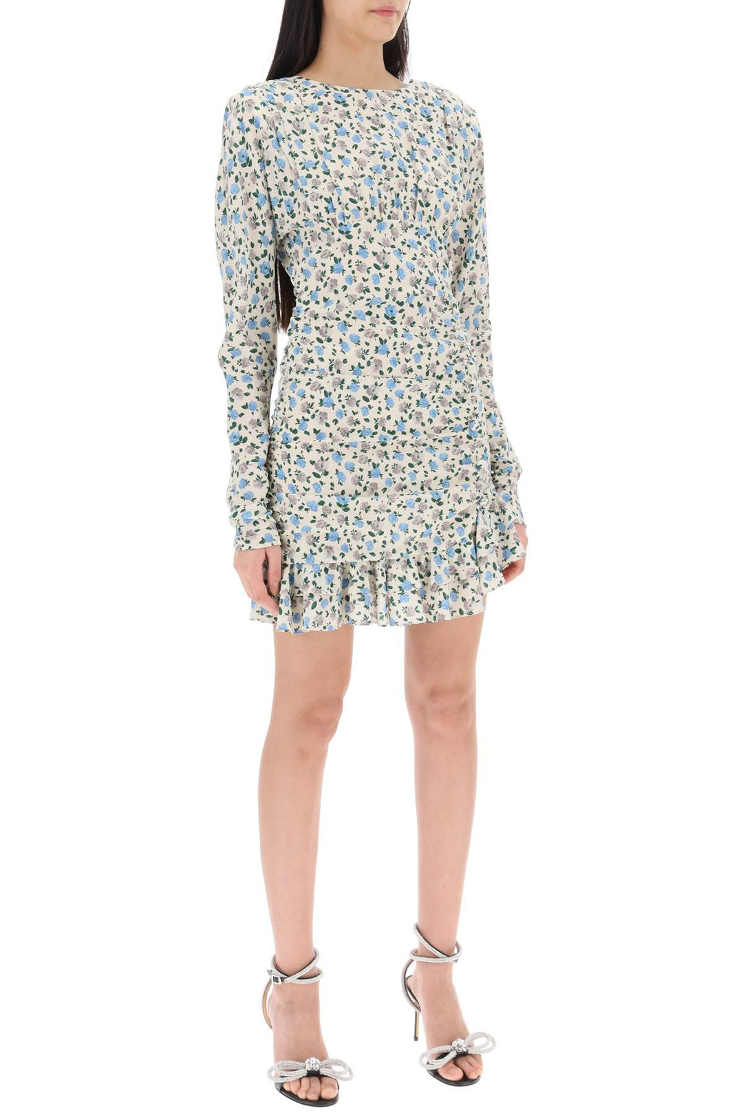 Draped Mini Dress With Floral Pattern - Alessandra Rich - Women