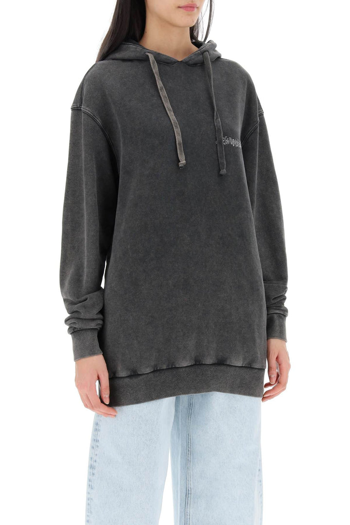 Oversized Hoodie With Print And Rhinestones - Alessandra Rich - Women