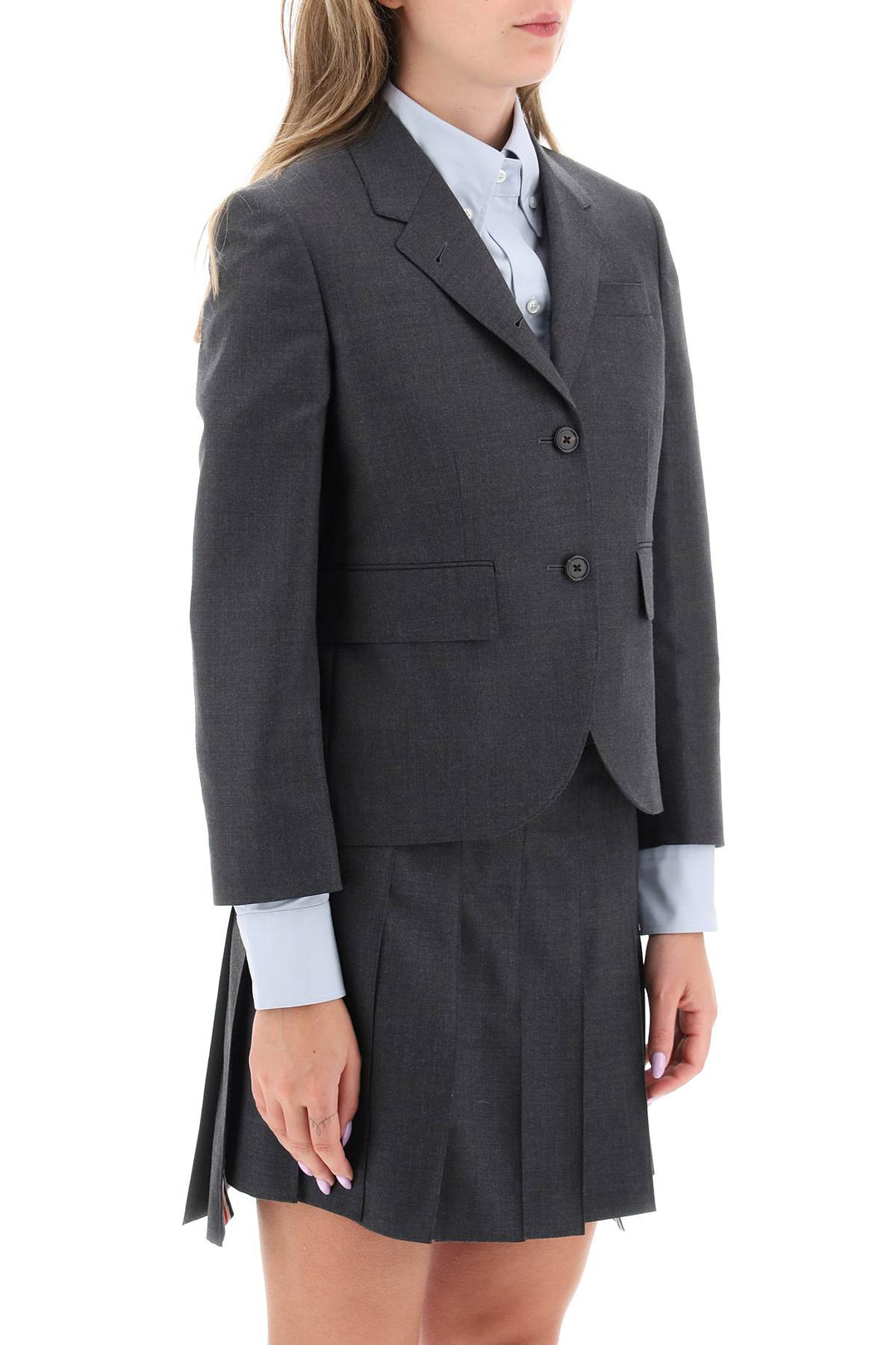 Single Breasted Cropped Jacket In 120's Wool - Thom Browne - Women