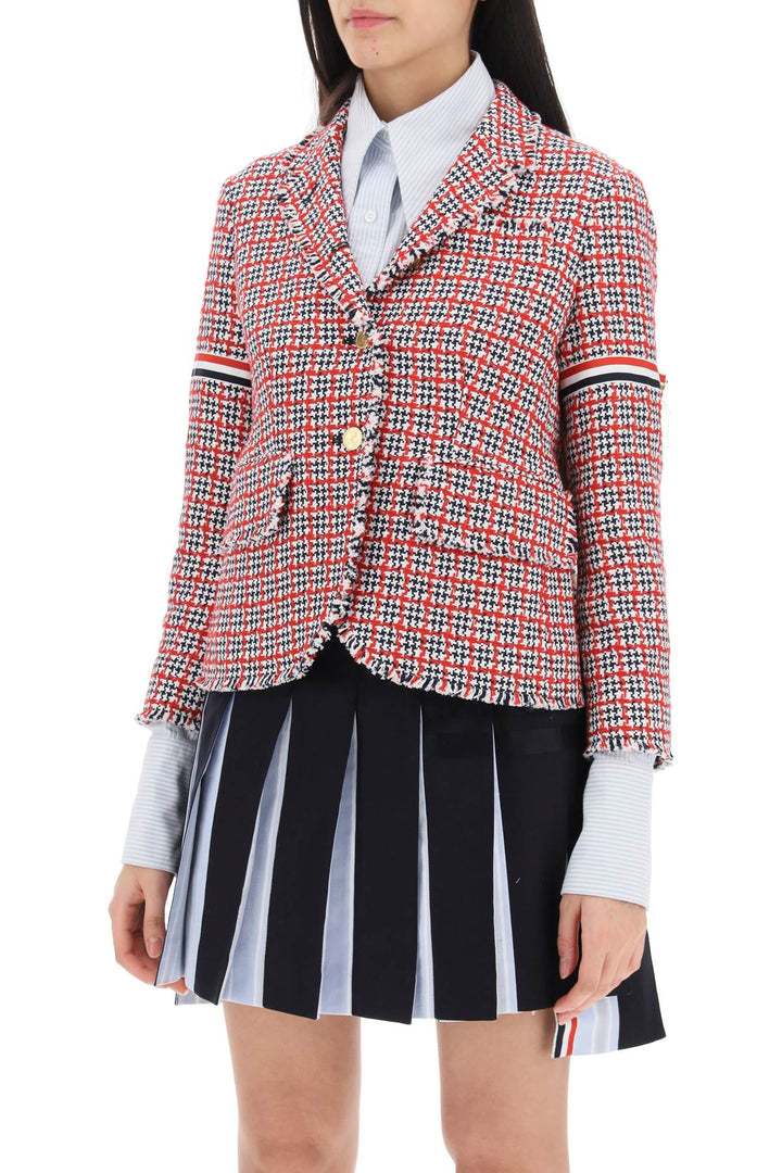 Single Breasted Jacket In Check Tweed - Thom Browne - Women