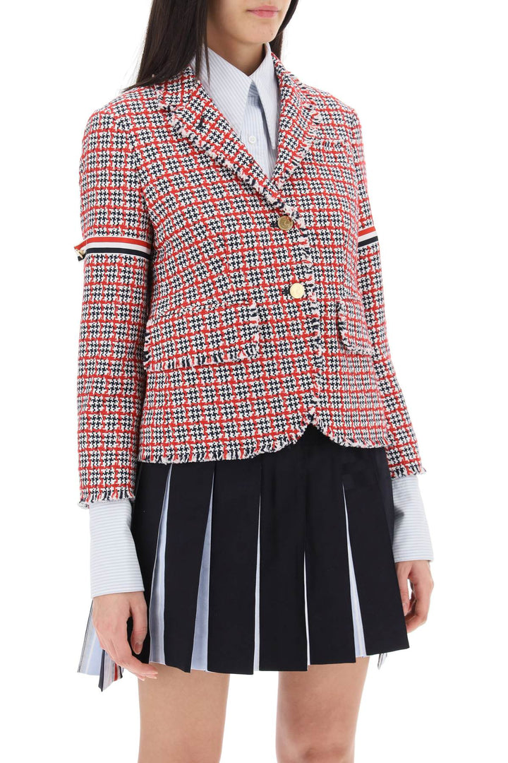 Single Breasted Jacket In Check Tweed - Thom Browne - Women