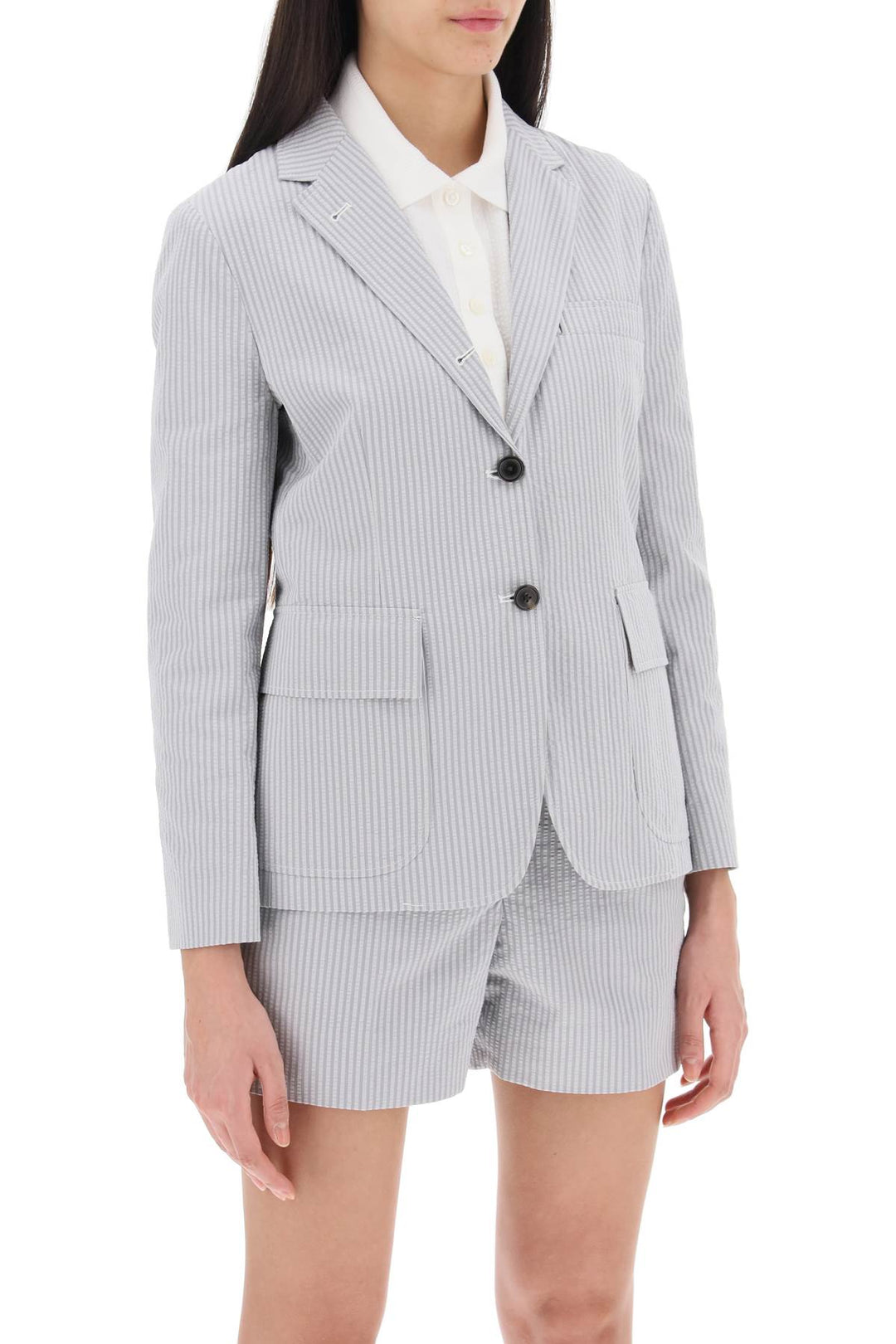 Seersucker Single Breasted Jacket - Thom Browne - Women