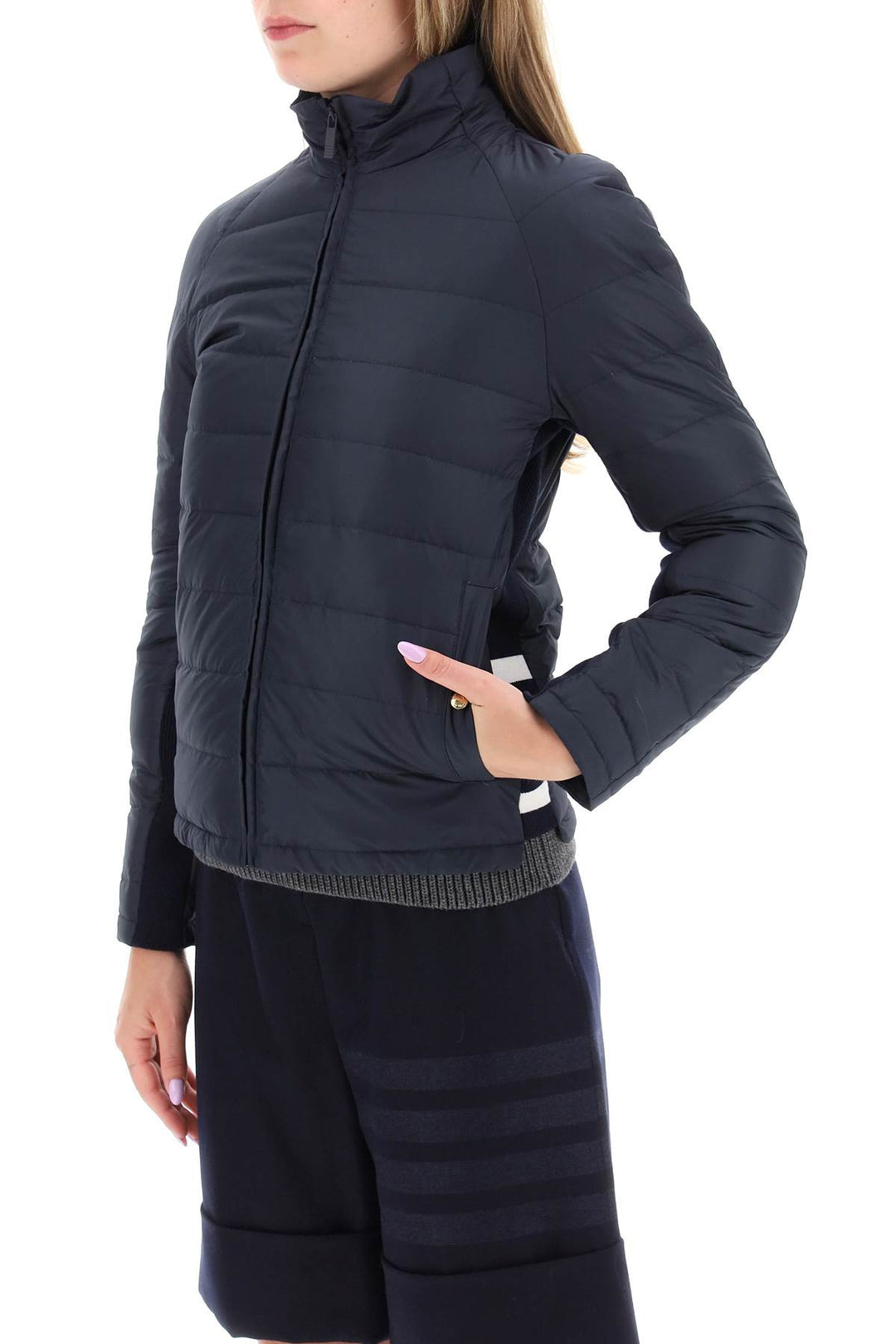 Quilted Puffer Jacket With 4 Bar Insert - Thom Browne - Women