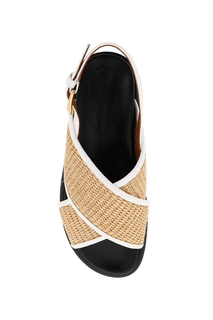 Leather And Raffia Fussbett Sandals - Marni - Women