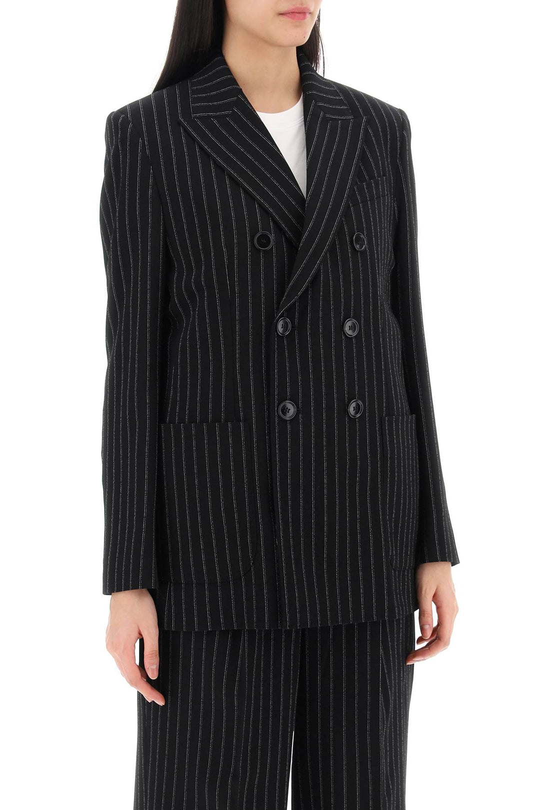 Blazer Gessato A Doppiopetto - Ami Paris - Women