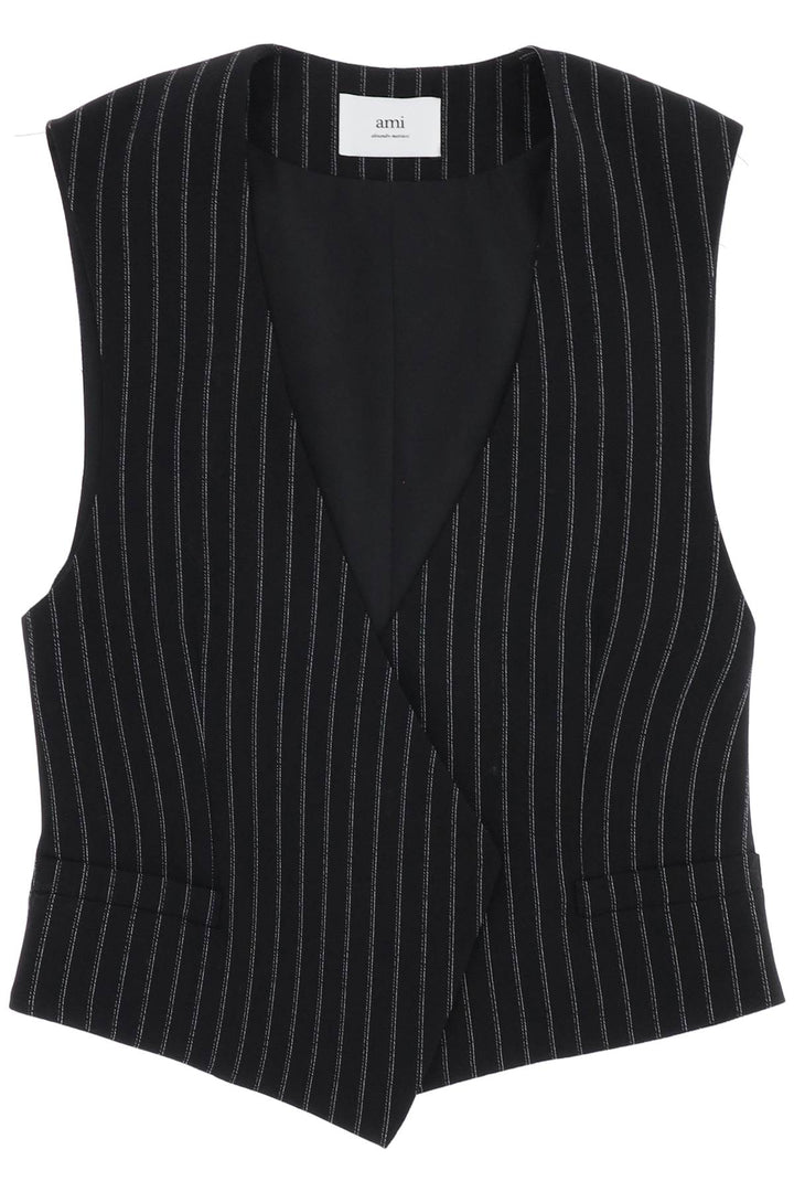 Gilet Gessato In Lana Vergine - Ami Paris - Women