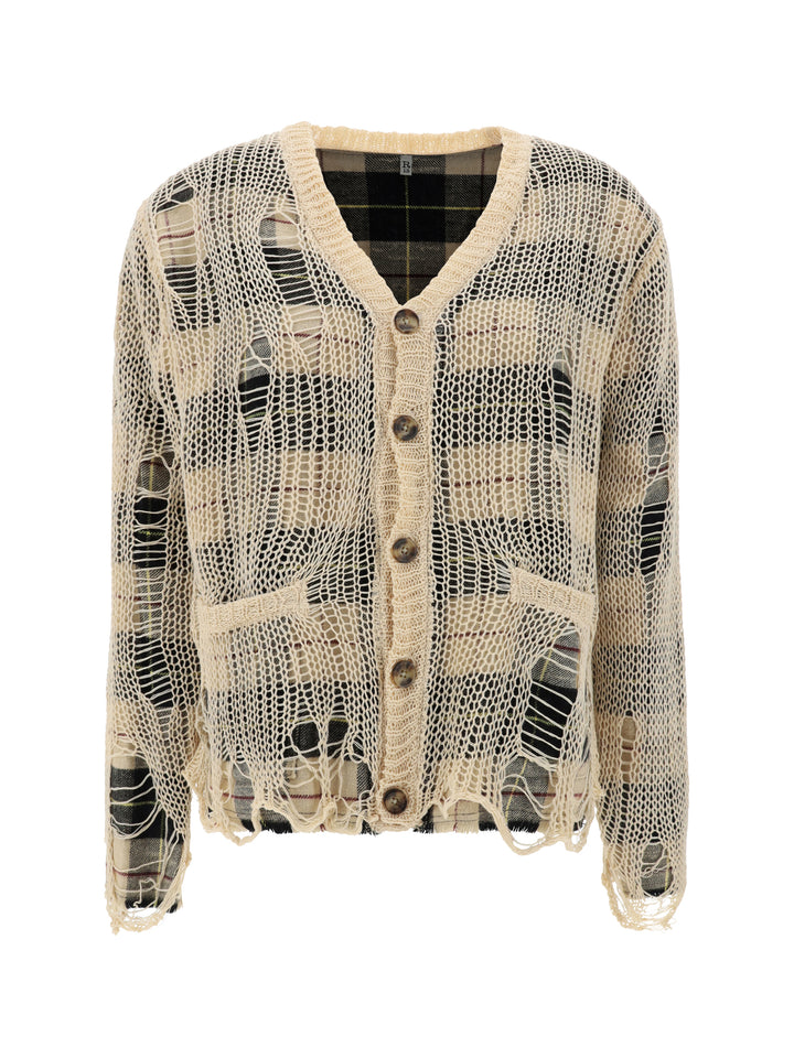 OVERLAY DISTRESSED RELAXED CARDIGAN