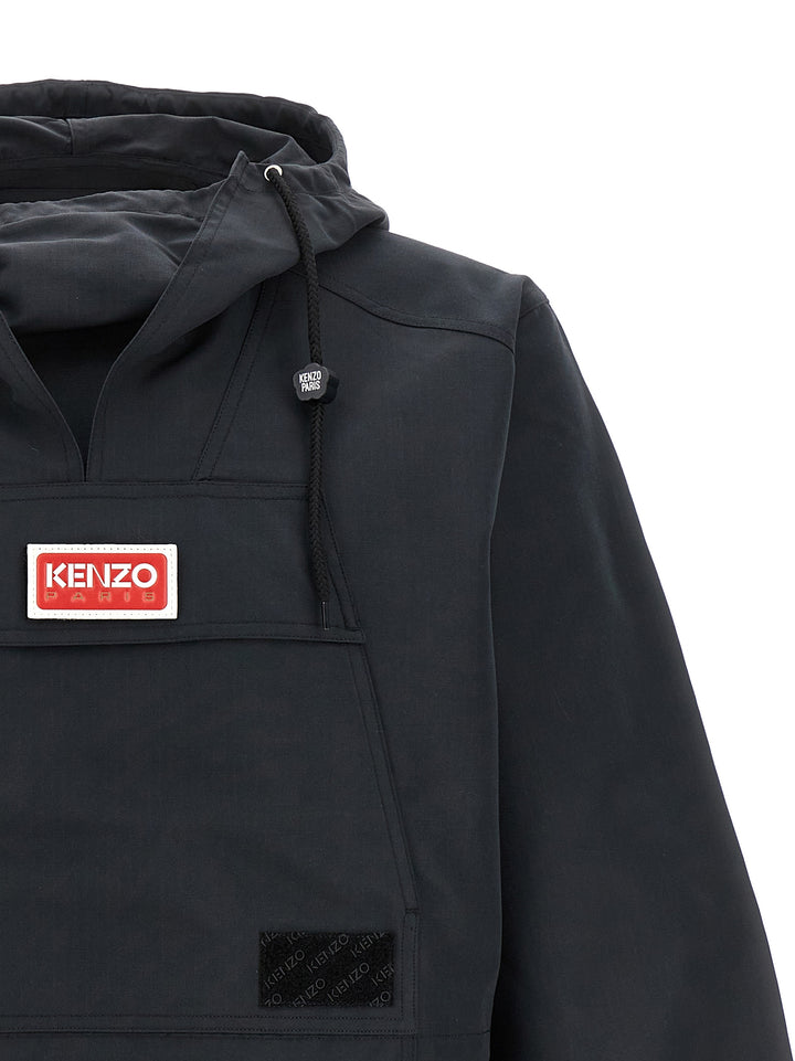 Logo Anorak Casual Jackets, Parka Black