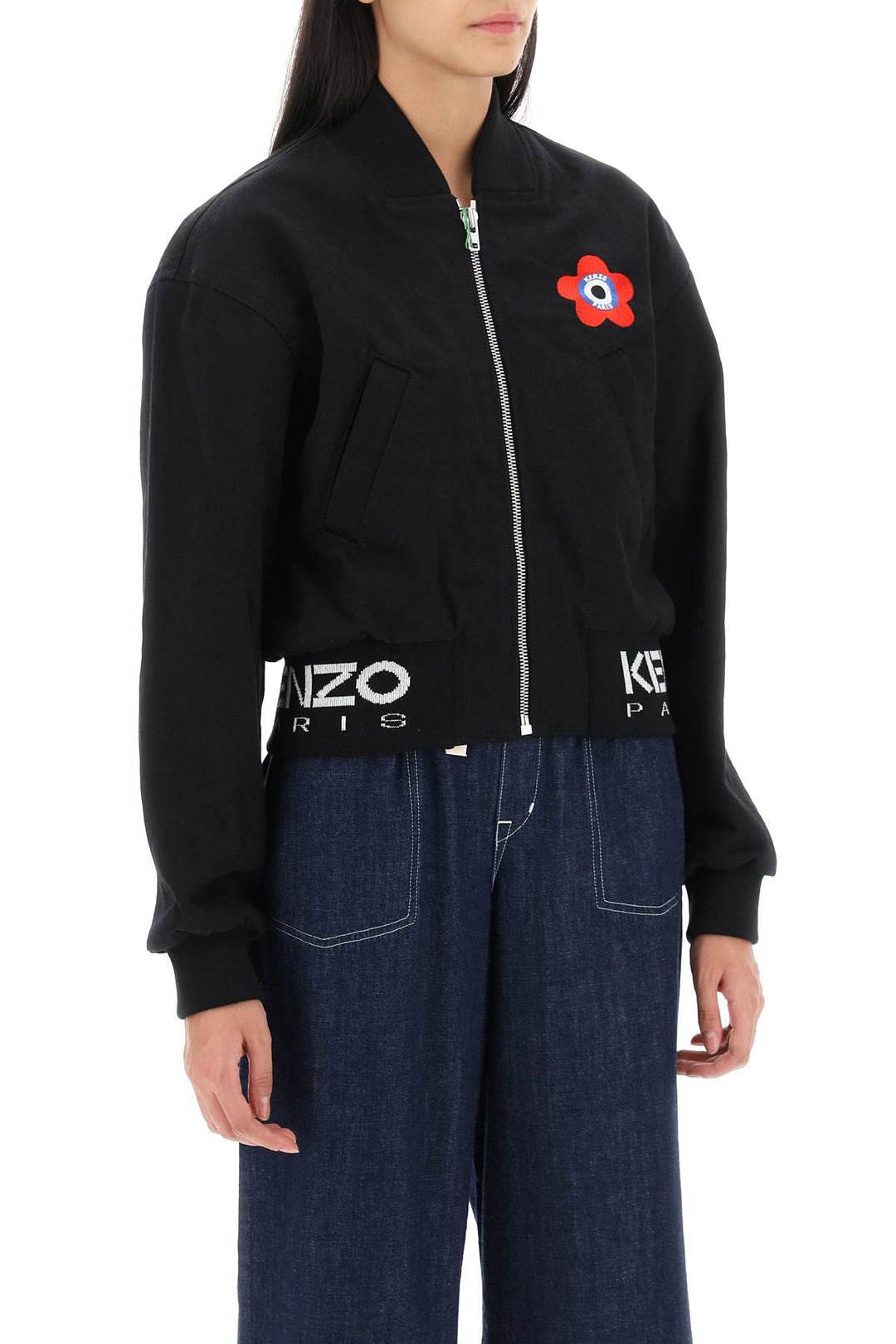 Target Cropped Bomber Jacket In Denim - Kenzo - Women