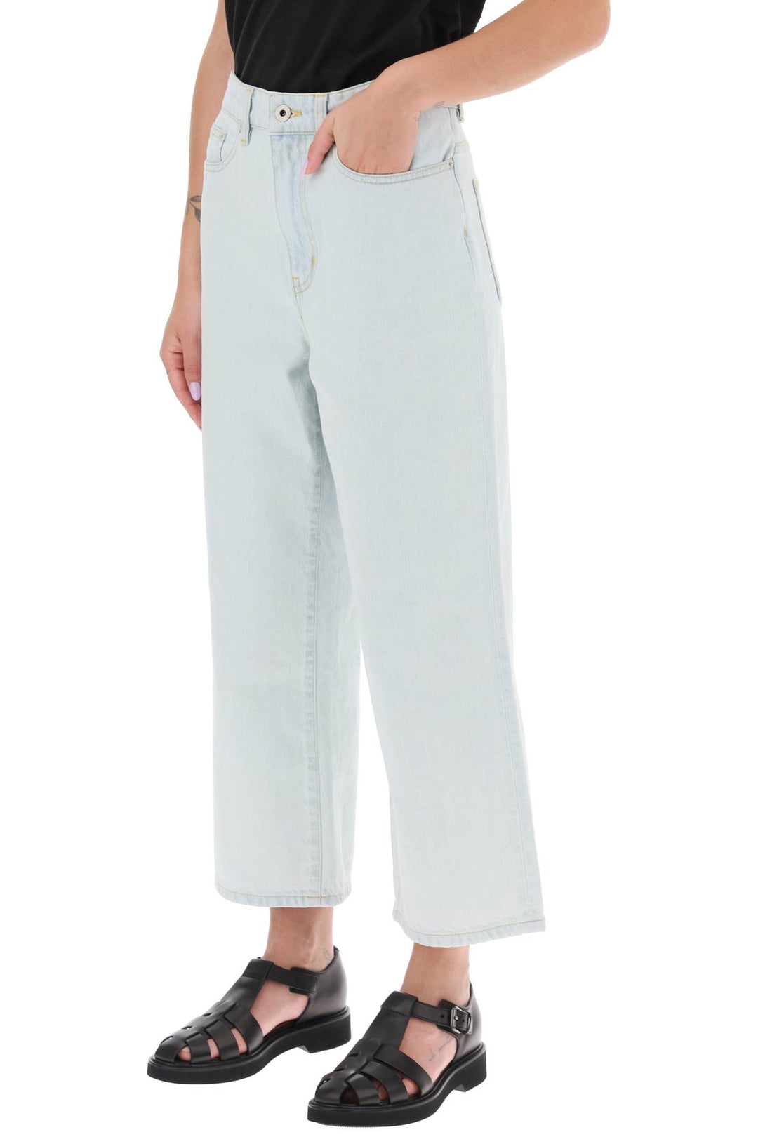 'Sumire' Cropped Jeans With Wide Leg - Kenzo - Women