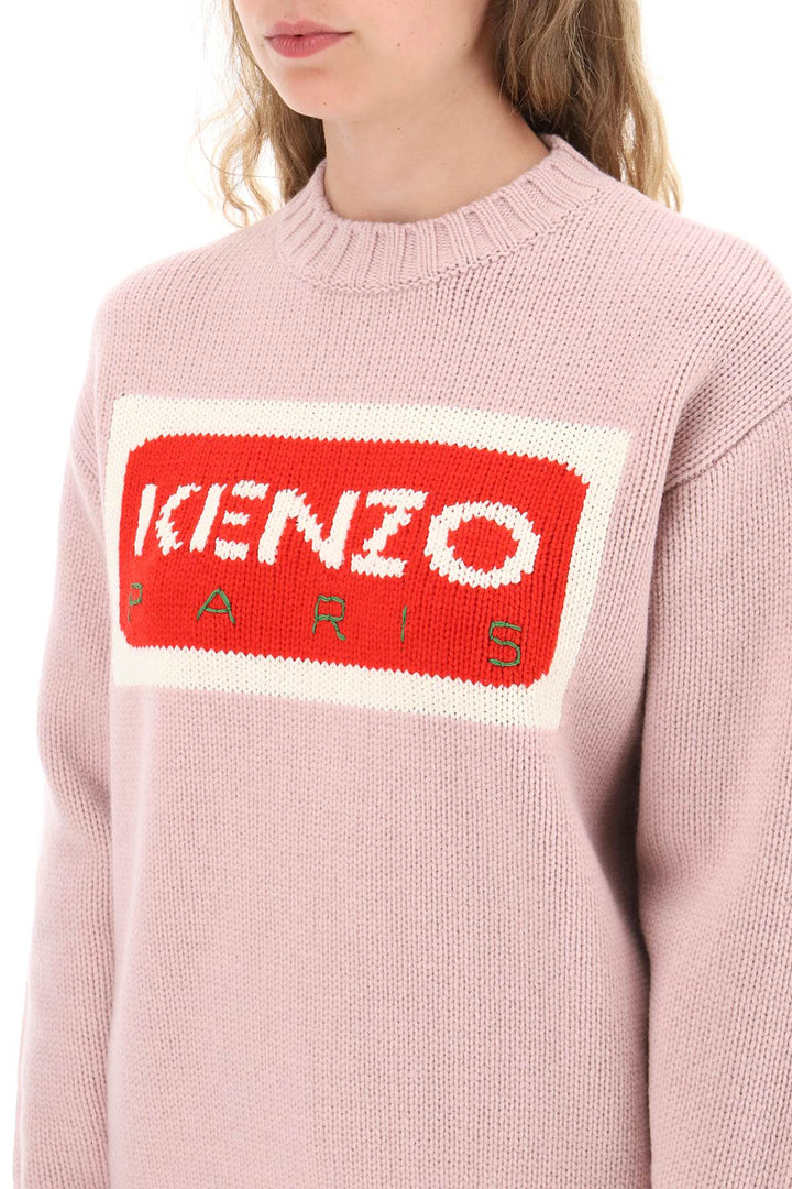 Crew Neck Sweater With Logo Motif Intarsia - Kenzo - Women