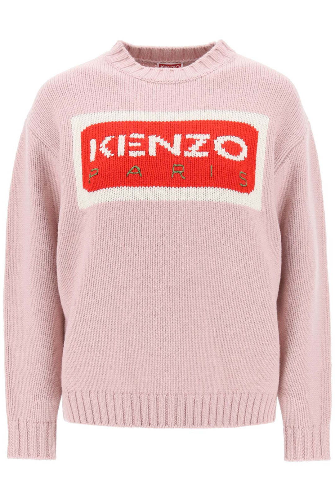 Crew Neck Sweater With Logo Motif Intarsia - Kenzo - Women