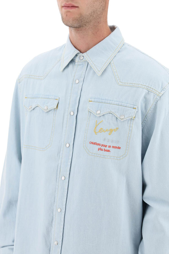 Embroidered Denim Western Shirt - Kenzo - Men