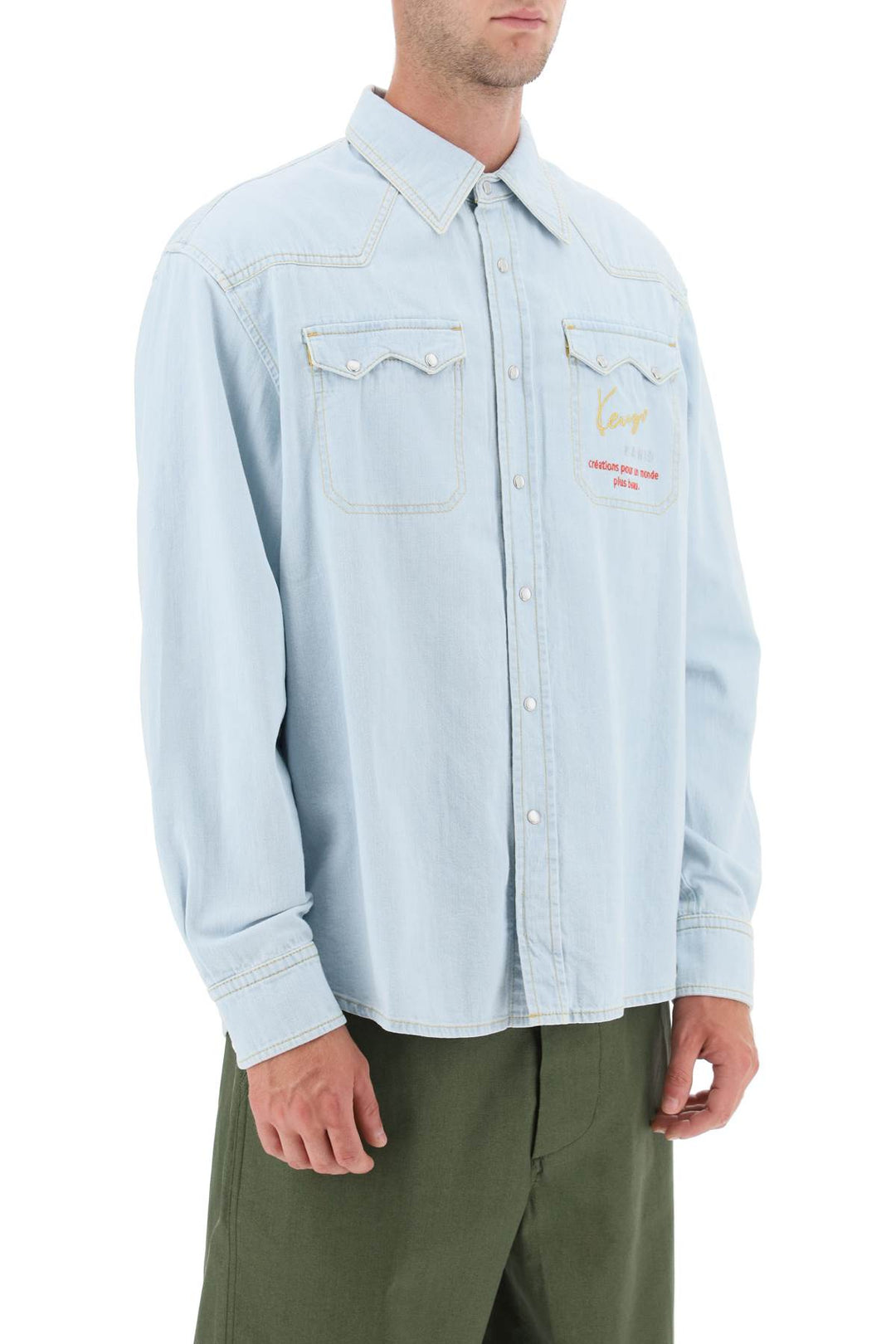 Embroidered Denim Western Shirt - Kenzo - Men