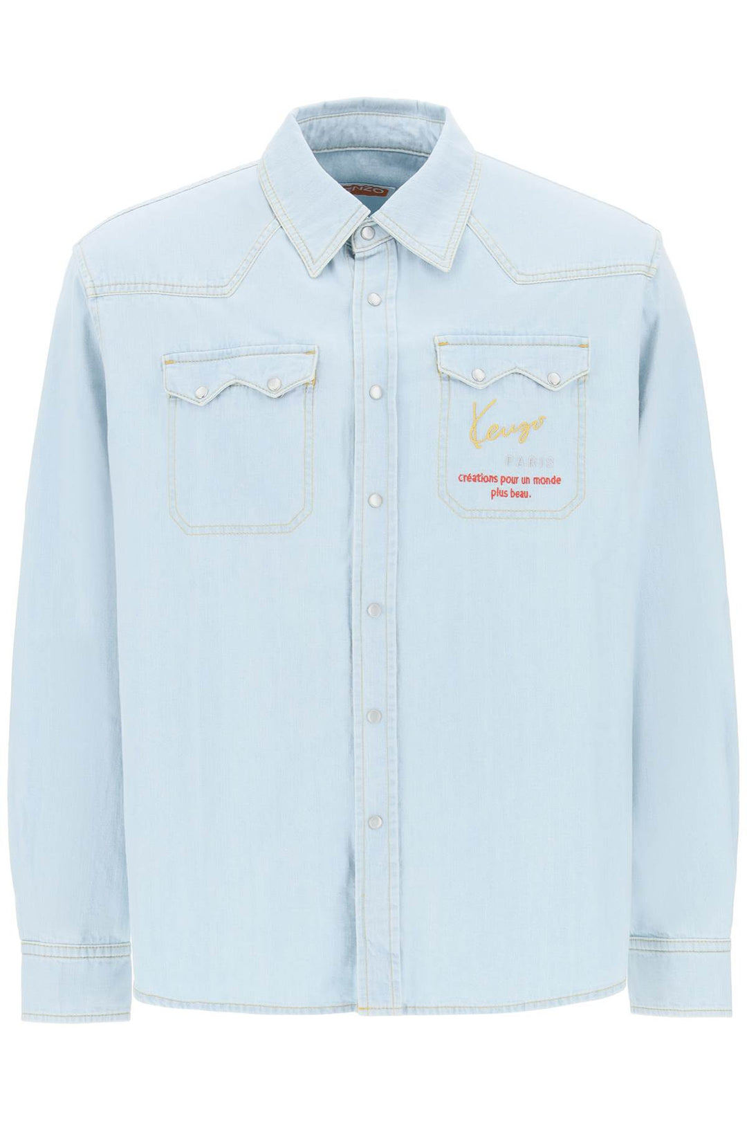 Embroidered Denim Western Shirt - Kenzo - Men