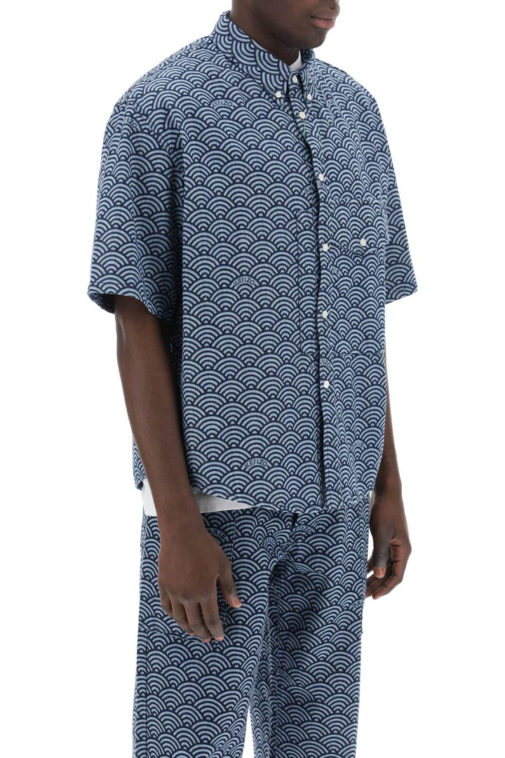 Seigaiha Short Sleeved Denim Shirt - Kenzo - Men