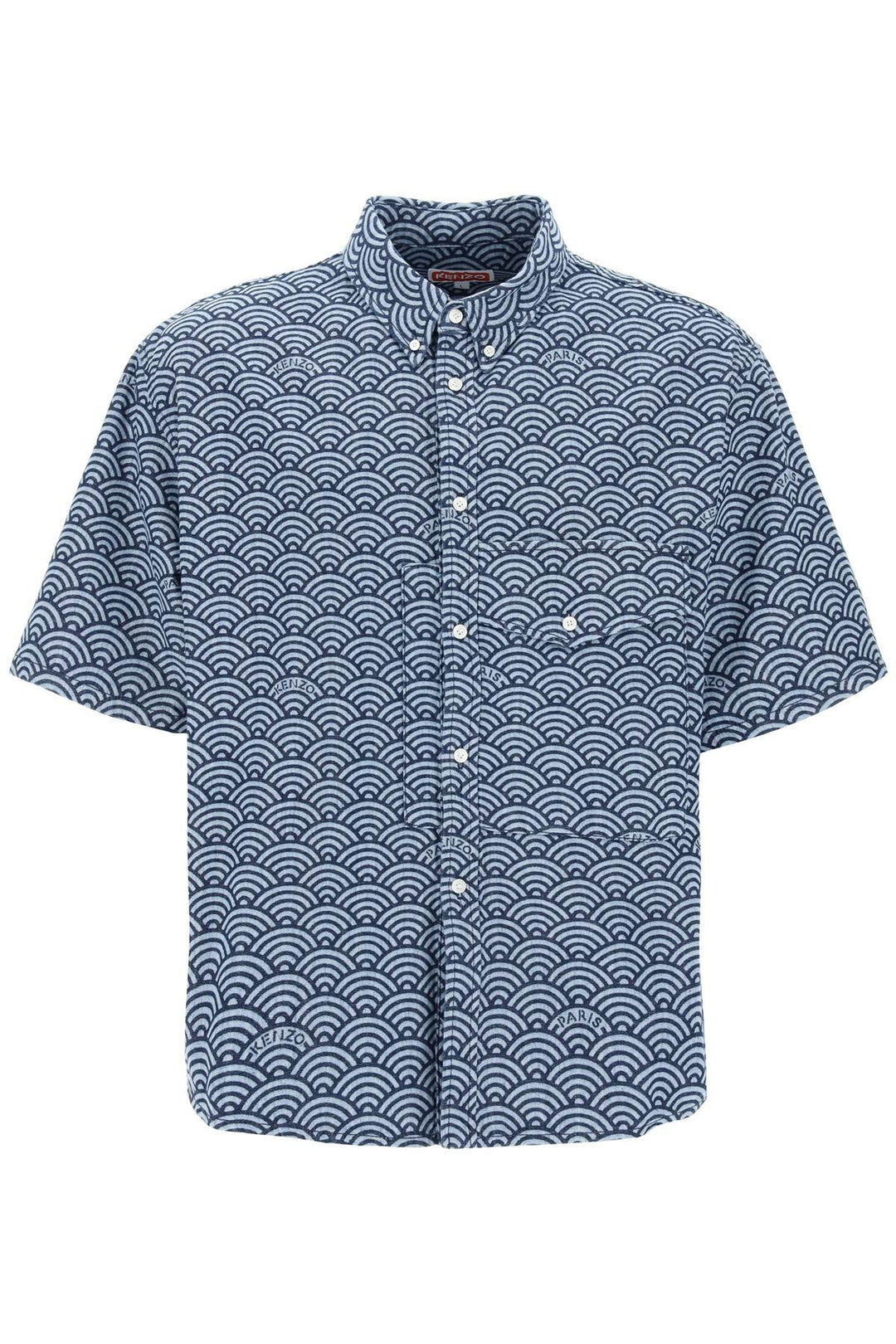 Seigaiha Short Sleeved Denim Shirt - Kenzo - Men