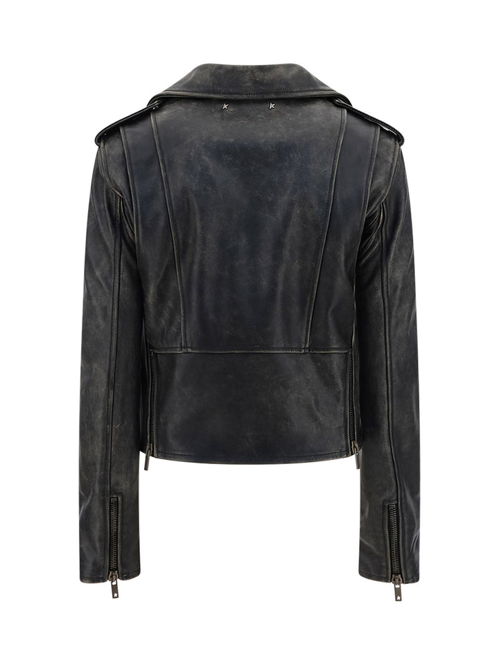 Slim Fit biker leather jacket