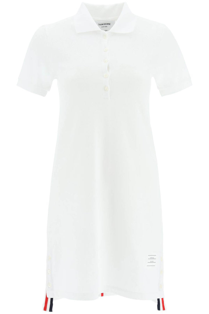 Cotton Piquet Polo Dress With Tricolored Detail - Thom Browne - Woman