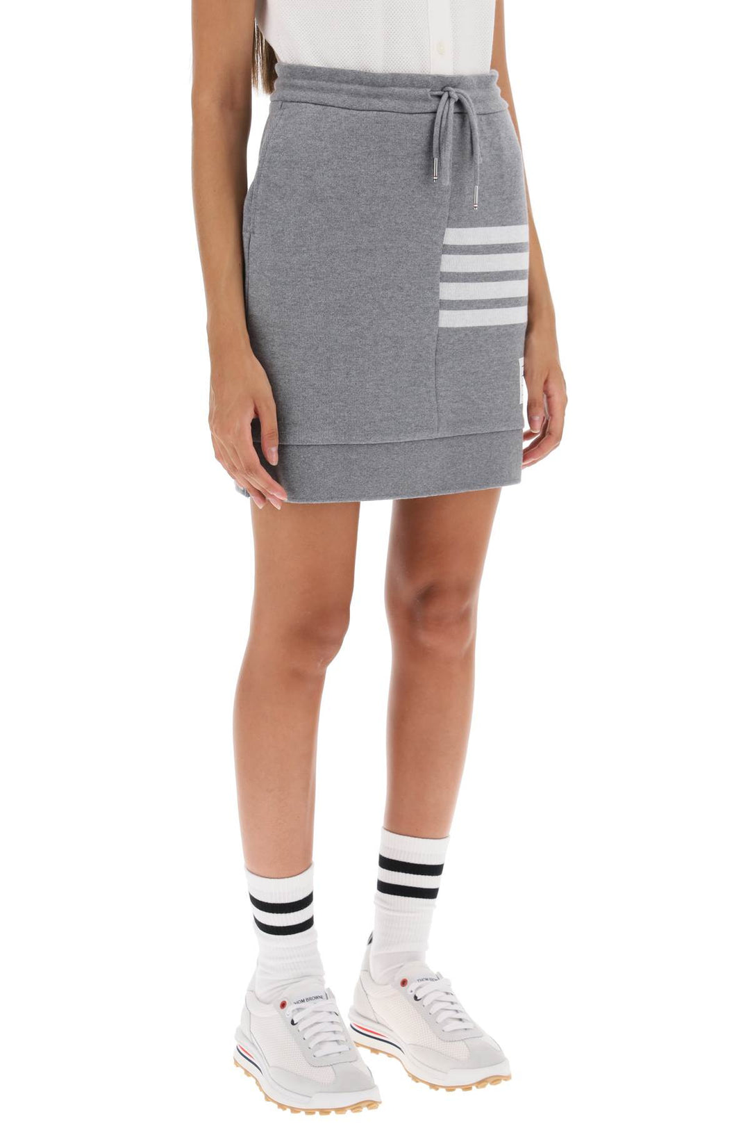 Knitted Mini Skirt With 4 Bar Motif - Thom Browne - Women