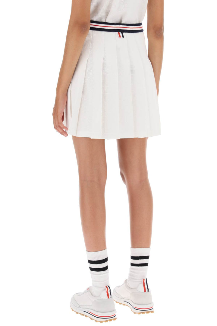 Pleated Mini Skirt In Testurized Cotton Knit - Thom Browne - Women