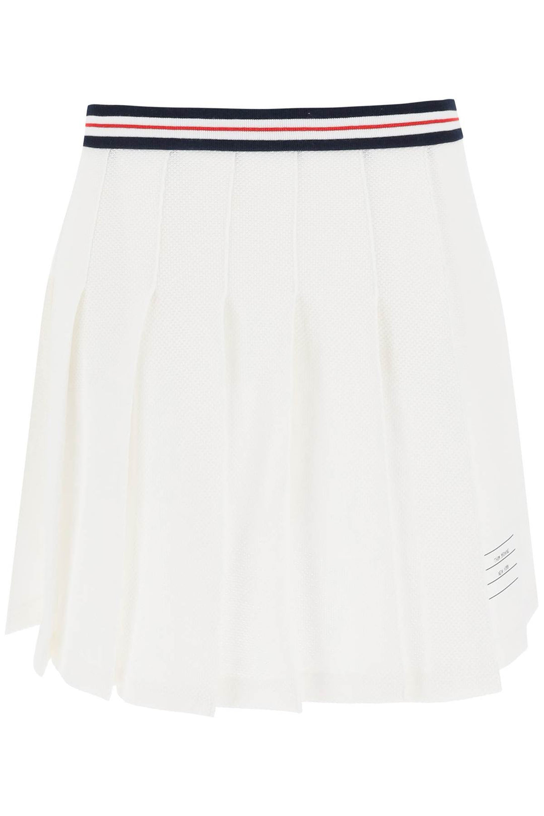 Pleated Mini Skirt In Testurized Cotton Knit - Thom Browne - Women