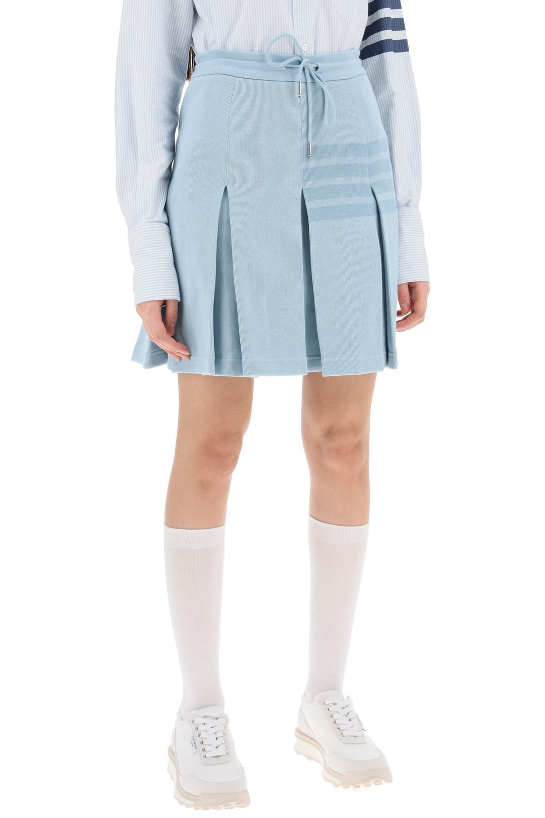 Knitted 4 Bar Pleated Skirt - Thom Browne - Women