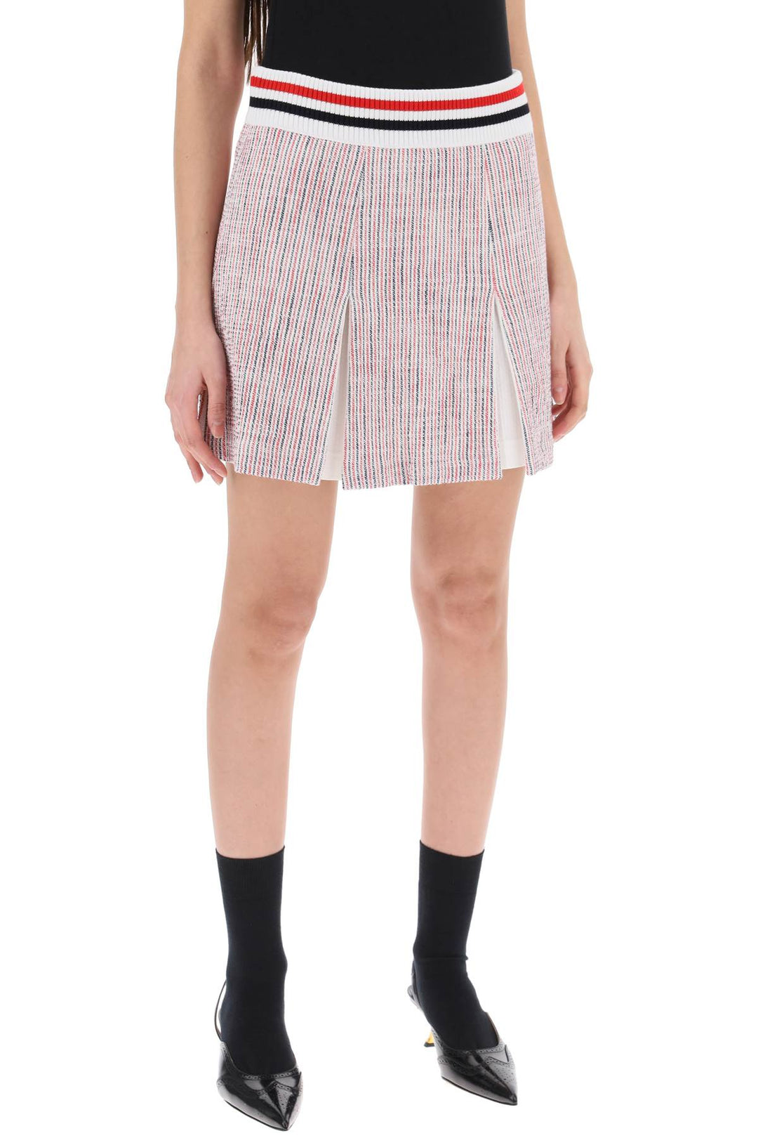 Minigonna In Tweed Di Cotone Seersucker - Thom Browne - Women