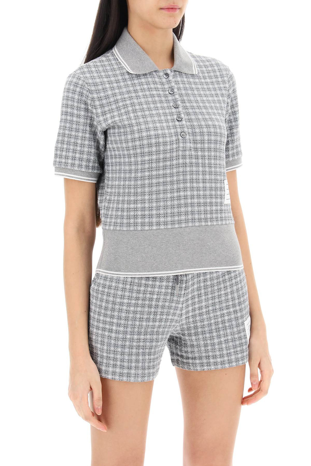 Check Tweed Polo Shirt - Thom Browne - Women