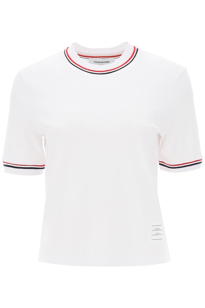 Cropped T Shirt In Cotton - Thom Browne - Women