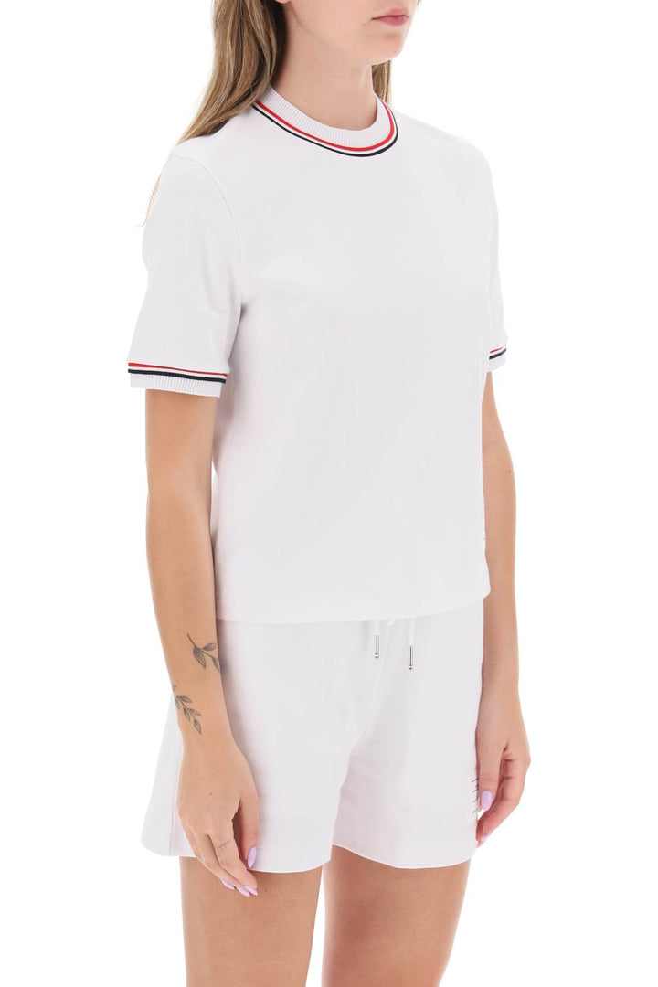 Cropped T Shirt In Cotton - Thom Browne - Women