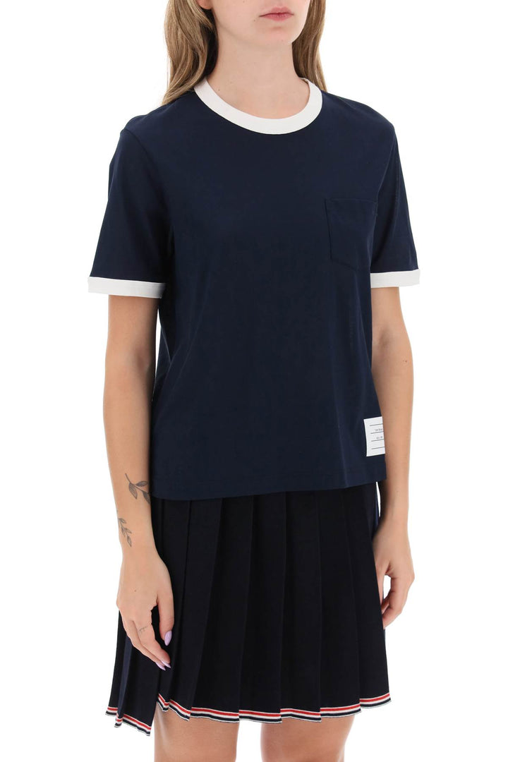 T Shirt With Contrasting Trims - Thom Browne - Women