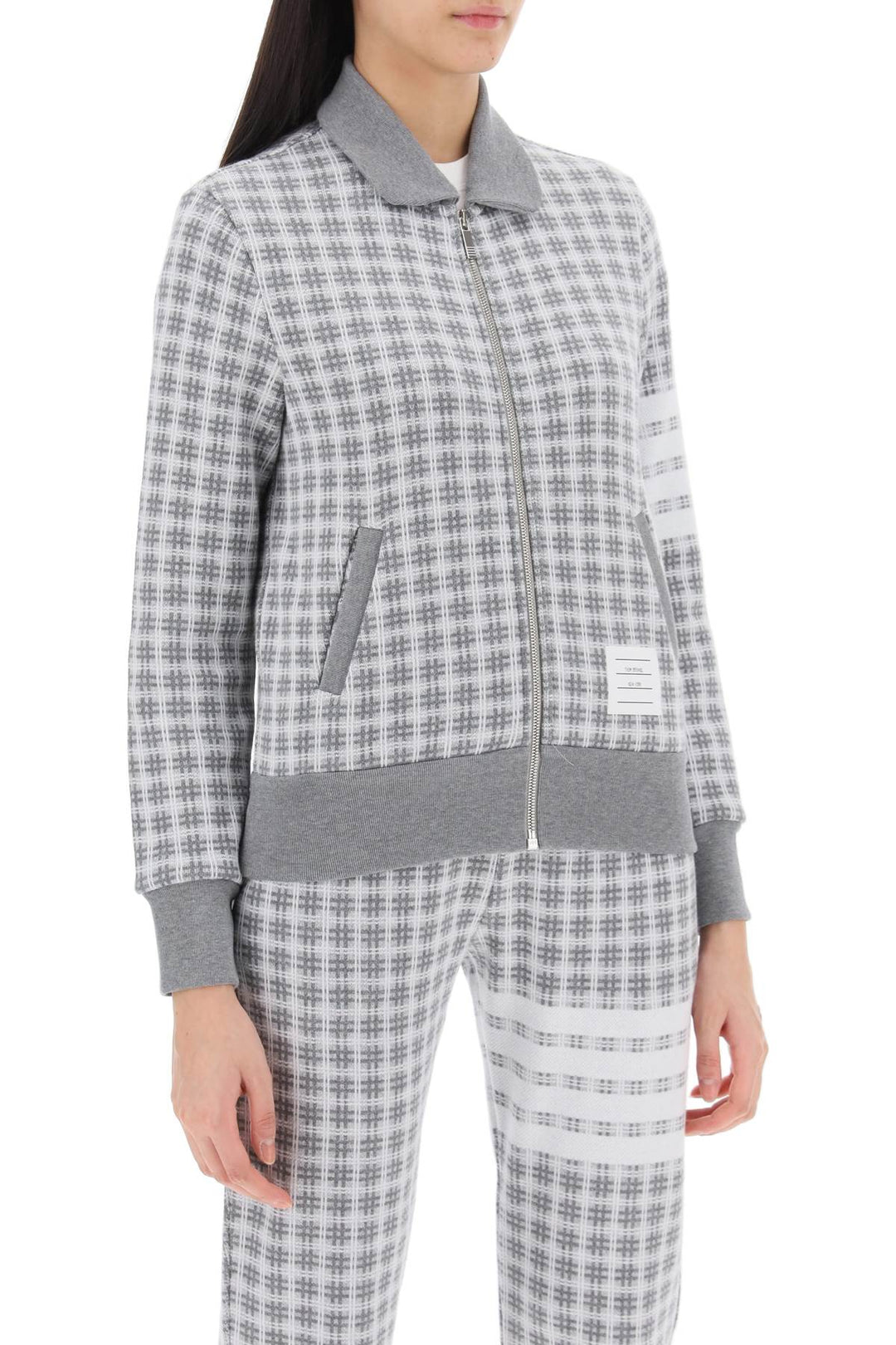 4 Bar Sweatshirt In Check Knit - Thom Browne - Women