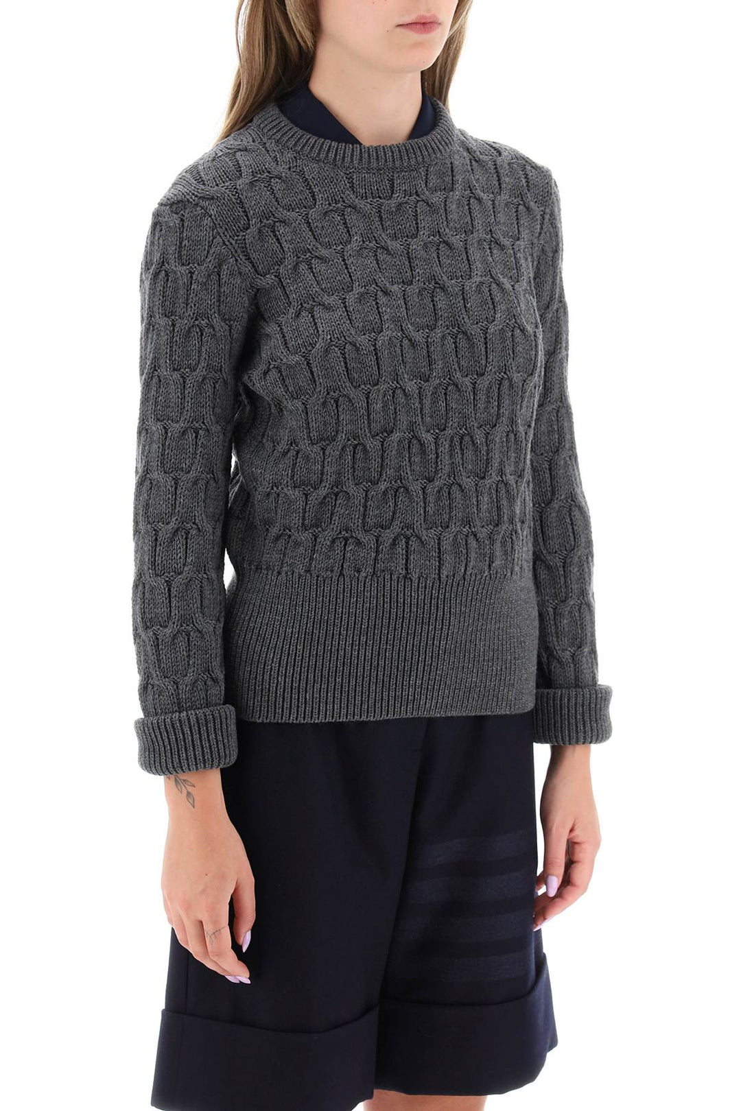 Sweater In Wool Cable Knit - Thom Browne - Women