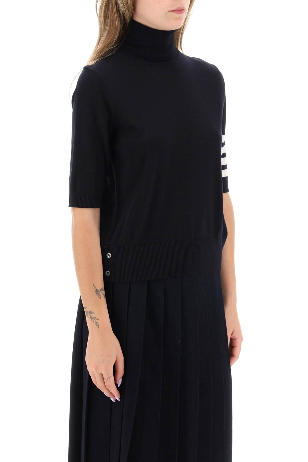 Turtleneck Top With 4 Bar Motif - Thom Browne - Women