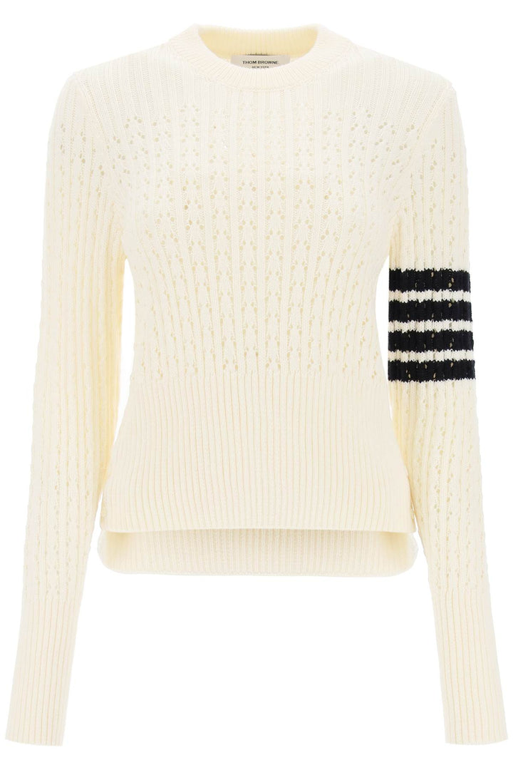 Pointelle Stitch Merino Wool 4 Bar Sweater - Thom Browne - Women