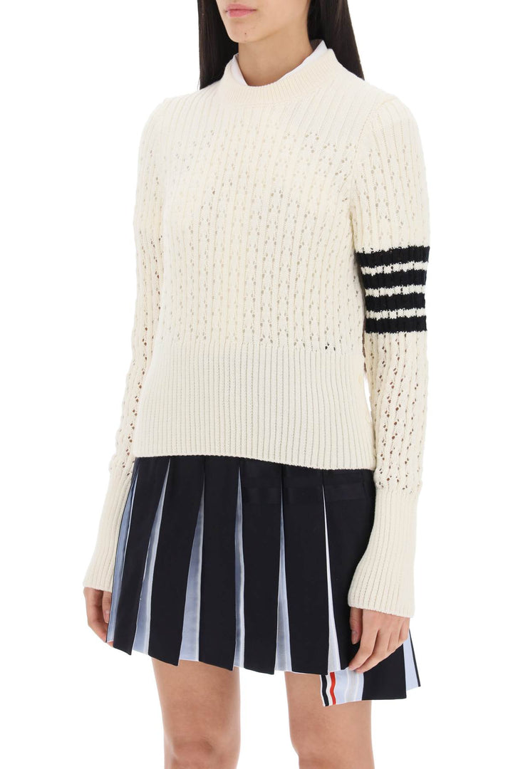 Pointelle Stitch Merino Wool 4 Bar Sweater - Thom Browne - Women