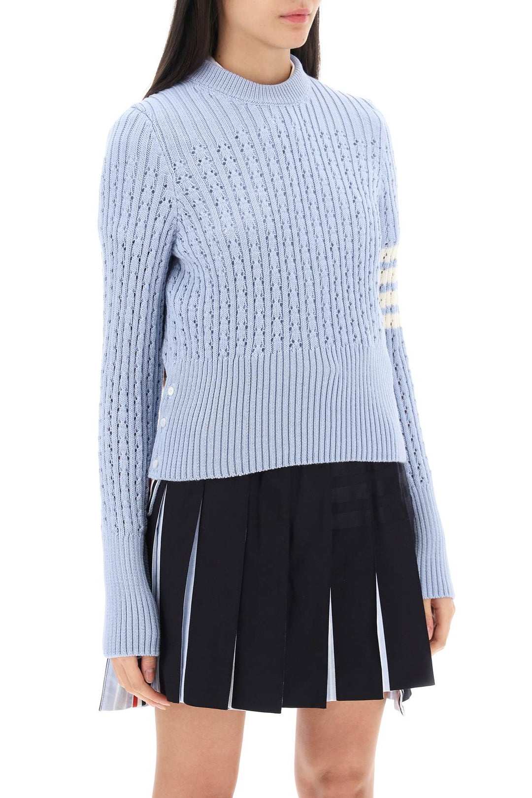 Pointelle Stitch Merino Wool 4 Bar Sweater - Thom Browne - Women