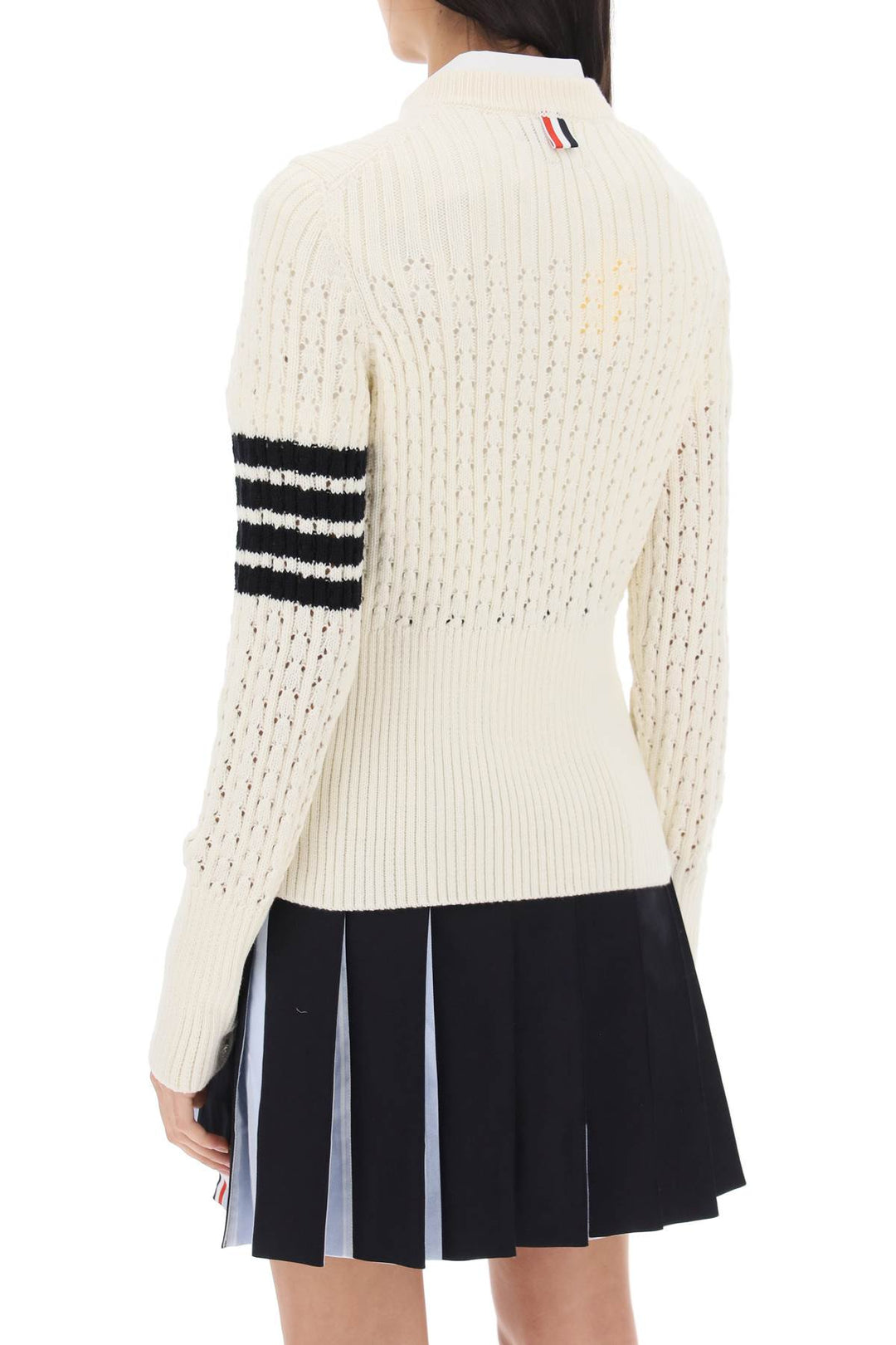 Pointelle Stitch Merino Wool 4 Bar Sweater - Thom Browne - Women